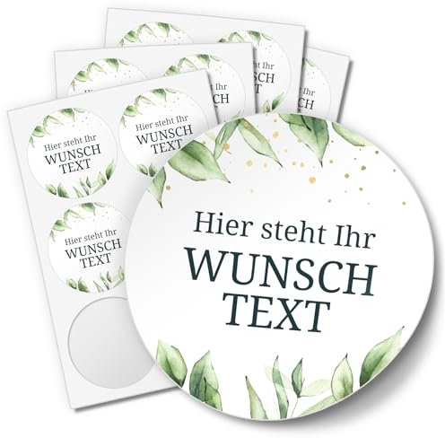 24 PERSONALISIERTE Aufkleber mit Wunschtext individualisiert anpassbar Namen Datum Etiketten rund 4cm, Design