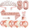 80 Anni Decorazioni Compleanno Donna, 80° Fusciacca e Diadema Oro Rosa Compleanno, Happy Birthday Cake Topper, Candele di Compleanno Numero e Palloncini, Regalo Donna 80 Anni