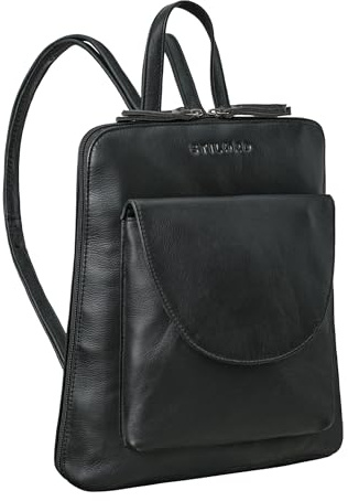STILORD Bernice Eleganter Rucksack Damen Leder Tagesrucksack Vintage Rucksack Handtasche Kleiner Damenrucksack Cityrucksack für Frauen Echtleder Farbe:schwarz