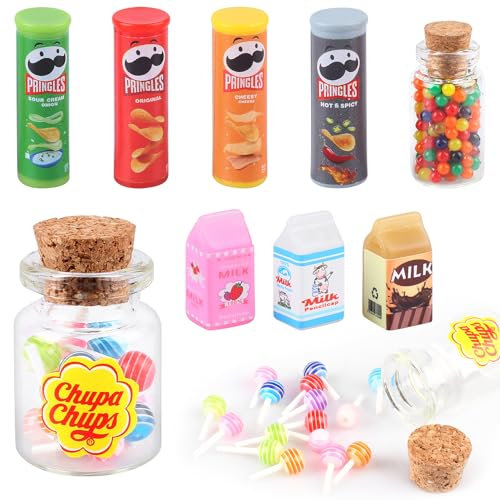 Unvtap Miniatur Essen und Trinken, Miniatur Puppenhaus Zubehör 1/12, Miniatur Wichtel Zubehör Küche, Miniature Food Miniatur Zubehör, Mini Food, Mini Essen Spielzeug, Weihnachten Miniatur Ornament