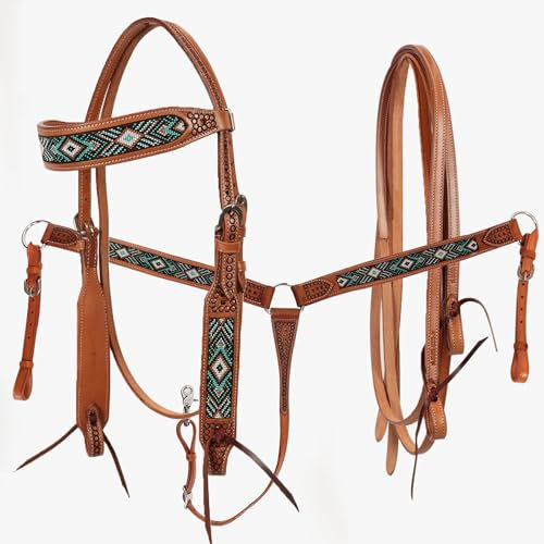 Western Silver Horse Big Pearl, Zügel, Zaumzeug und Bruststück, Schnallen aus Edelstahl für Leistung und Sicherheit, perfekt für Hobby Horse, Spaziergänge, Wettbewerbe und jede Situation
