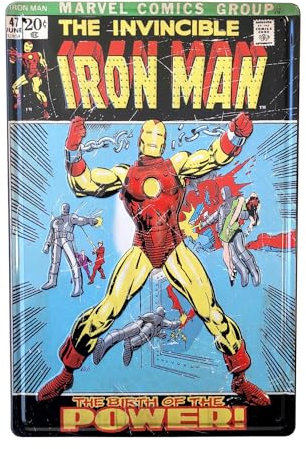 Ironman Vintage-Blechschild, Motiv: Marvel Superheld, Ironman, 20 x 30 cm: Technologie und Retro-Stil für Ihren Raum!