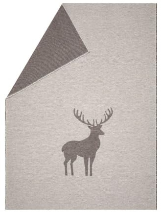 David Fussenegger leichte Kuscheldecke Hirsch Strukur 140x200cm weiche Flanelldecke aus Recycling-Baumwolle nachhaltig produziert ÖkoTex100 GRS Made in Austria Farbe Braun