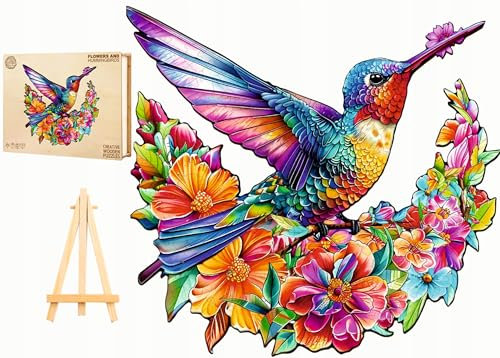 PASJO - Holzpuzzle Erwachsene mit Vögelmotiv 260 Teile 31,6x34 cm - Geschenkidee für Kinder - Holz Puzzle Vögel - Einzigartige Tierförmige Holz-Puzzle - Creative Jigsaw aus Holz für Erwachsene