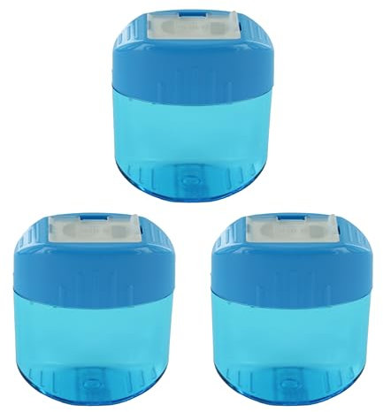 KUM AZ103.59.16-B - Anspitzer mit Behälter Oval Office M2, blau, 3er Multipack, Doppel-Behälterspitzer