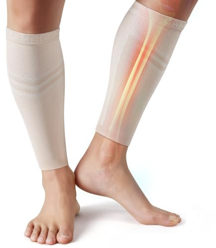 CAMBIVO Calf Compression Sleeve Men and Women, Footless Compression Socks for Calf Support, Shin Splints Support, Running, Sports, Flight, Hiking, Marathon(PAIR)