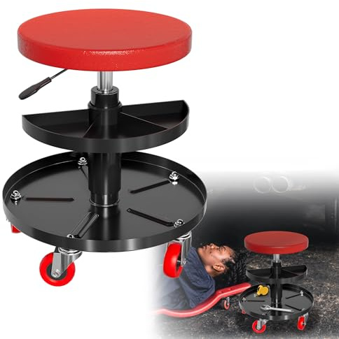 HENGMEI Werkstatt Rollbrett Werkstatthocker Rollsitz Montageliege mit 360° Rollen Montagehocker Garagenhocker inkl. Aufbewahrungsbox Paletten (Typ B)