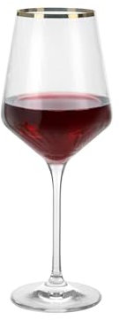 KASANOVA Set di 6 bicchieri da vino lucido ML435 bordo dorato