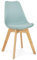 Skandinavischer Holzstuhl mit Polypropylen Sitz | Moderner Esszimmerstuhl mit Pastell Polsterung | Nordischer Designerstuhl für Wohnzimmer | Blau Kunststoff Stuhl | 56x48x83 cm | TEKI Kollektion