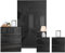 Blisswood 3 Door Bedroom Wardrobe + 4 Stroage Chest of Drawers + 2 Piece of 2 Storage Drawer Bedside Cabinet - 4 Piece High Gloss Black Furniture Storage Set - Tall Wardrobe for Bedroom - Cupboard