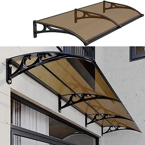 Curved Waterproof Canopy Awning Transparent All Weather Protection for Patio Garden Balcony Grill Pavilion Stylish Modern Design 120 x 100 cm