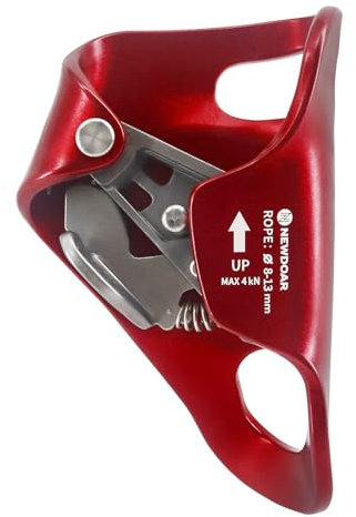 NewDoar Rock Climbing Chest Ascender Abdominal for Vertical Rope Climbing CE Certified Rope Clamp for 8~13MM Rope-Red
