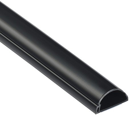 D-Line 1M3015B Mini Kabelkanal Selbstklebender, Halbrunde Kabelführungen, Kabelleiste - 1x 30mm (B) x 15mm (H) x 1-Meter Länge - Schwarz