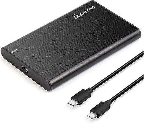 Salcar USB 3.1 Festplattengehäuse 2,5 Zoll Externes Gehäuse UASP Festplatte Gehäuse Case für 9.5mm 7mm 2.5 SATA SSD HDD mit USB C Kabel werkzuglos Aluminiumm