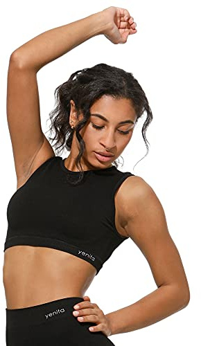 Yenita Crop Tank Top Ribbed Collection, Ärmelloses Damen Sporttop
