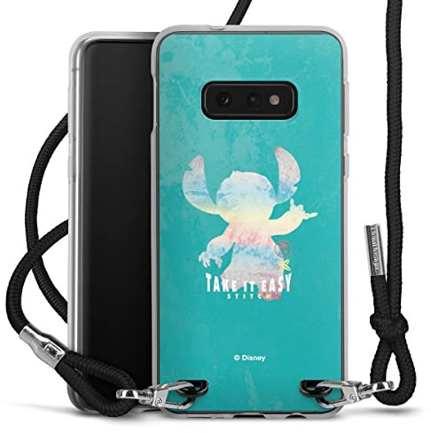 Carry Case kompatibel mit Samsung Galaxy S10e Hülle mit Band Handykette zum Umhängen schwarz Lilo & Stitch Offizielles Lizenzprodukt Disney