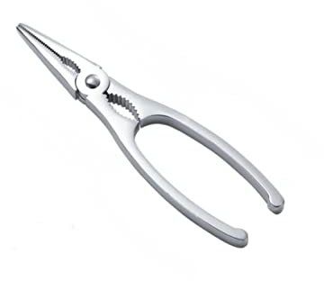 Pinza per Crostacei, Pinza per Aragoste e Scampi, Materiale in Metallo, Argento Lucidato Confezione kit 3pezzi