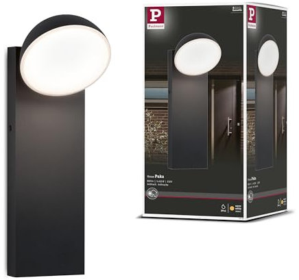Paulmann 94738 LED Außenleuchte Wandleuchte Puka seewasserresistent IP44 rund 110x125mm 3000K 8,5W 460lm 230V Anthrazit Aluminium Warmweiß