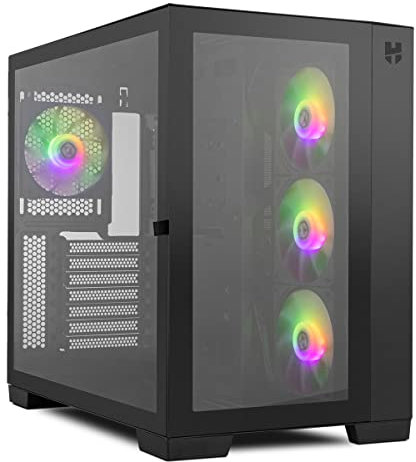 NOX XTREME PRODUCTS HUMMER ASTRA - Semitorre Micro ATX;ATX, lateral y frontal de cristal templado, ventiladores EASYLINK LED ARGB, hasta 10 ventiladores, gráficas gran tamaño, USB 3.0, color negro