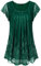 Vafoly Bluse für Frauen Tunika Elegant Damen Kurzarm Blusen Sommer Business Casual Dressy Tuniken für Frauen Mesh Layered Tops Freizeit Mode 2023 Multicolor Grün XXL