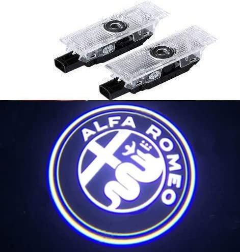Duleutgnu 2 Stück Einstiegsbeleuchtung Türbeleuchtung Autotür Logo Türen Projektion Willkommen Geist Schatten Dekorative Leuchten 3D Emblem Lampe Glaslinse Weiß Für Alfa Romeo