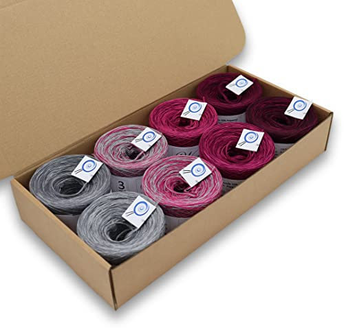 Farbverlaufsgarn, Wunderkiste 3-fädig 2.000m, (8 X 250m) 400g, BOBBEL Farbverlaufsgarn zum Stricken und Häkeln, Garn, Wolle, Yarn for knitting and crocheting (WU0055)