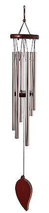 DULSPUE Windspiele für draußen, Windspiel-Anhänger aus Mahagoni,6 Aluminiumle Legierung Röhren Klangspiel für den Garten Balkon draußen hängend Metall (Silber)