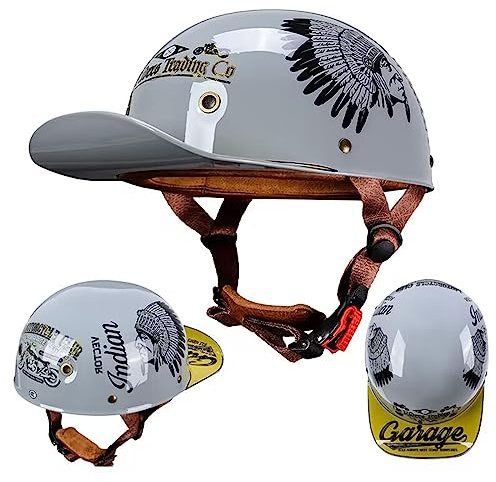 ECE-zugelassener Halbschalenhelm, Retro-Helm Im Modestil, Motorradhelm, Baseballkappe, Cruiser, Helikopter, Rollerhelm, Herren Und Damen, Vier-Jahreszeiten-Helm