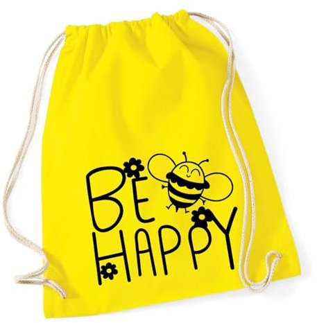 Huuraa Beutel Be Happy Biene Geschenk 12 Liter Yellow Baumwolle Be Happy Souvenir
