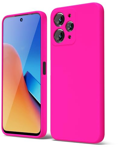 oakxco für Xiaomi Redmi 12 4G/ 5G Hülle Silikon Case, Dünn Gummi Gel Original Farbig Schutz Handyhülle, Weich Slim Matt Leicht TPU Stoßfest Kameraschutz Schutzhülle Schale, Neon Pink