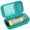 BOVKE Harter Reisekoffer Asthma-Inhalator, Inhalator-Abstandshalter für Kinder und Erwachsene, Masken, Inhalator-Halter Asthma-Tragetasche mit Netztasche für Medizin und anderes Zubehör, Türkis