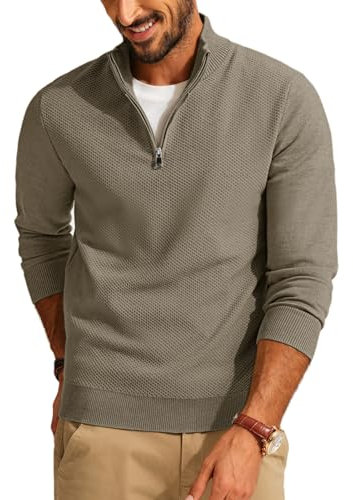 PJ PAUL JONES Strickpullover für Herren Troyer Pullover Regular Fit Winterpullover für Freizeit (Braun, XL)
