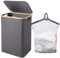 Woodluv Large Collapsible Foldable Laundry Hamper Basket with Lid & Removable Liner, Tall Laundry Hamper with Lid for Dirty Cloth Toys Towels - Grey