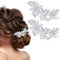 Ouligay Lot de 2 barrettes à cheveux en strass argentées pailletées pour mariage - Accessoire de cheveux pour mariée - Pour femme et fille