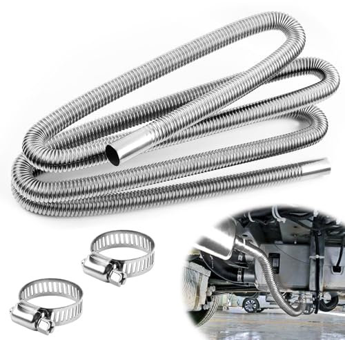 TIVUNORON Tubo del Riscaldatore di Parcheggio, 100cm Diesel Riscaldatore Serbatoio Tubo di Scarico, Scarico in Acciaio Inossidabil, con 2 Morsetti, Diametro Interno 25 MM