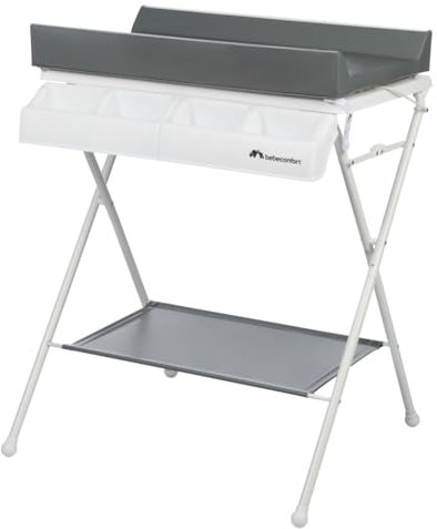Bébé Confort Bellis – Baignoire et table à langer 2-en-1, pour bébés de 0 à 12 mois (max. 11 kg), pliable de façon compacte, rangement facile, multiples compartiments de rangement, Mineral Gray