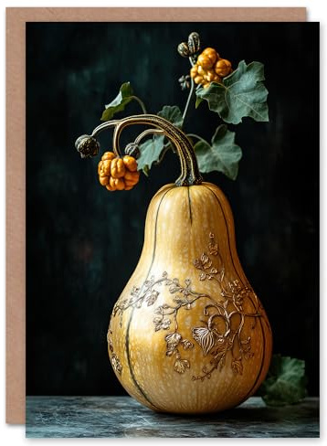 Artery8 Greeting Card Elegant Butternut Squash Filigree Vine Detail For Her Woman Birthday Card