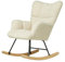 GGK Möbel Kinderzimmer Schaukelstuhl, Teddy Stoff gepolstert Glider Rocker mit hoher Rückenlehne, Moderne Schaukel Akzent Stühle Comfy Side Chair für Kinderzimmer, Schlafzimmer, Wohnzimmer, Beige