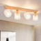 Deboola Deckenstrahler 4 Flammig Deckenleuchte Holz - Deckenlampe Vintage Wohnzimmer Weiß Strahler Schwenkbar E14 Deckenspot Spots Flur Schlafzimmer Küche Esszimmer-Ohne Leuchtmittel