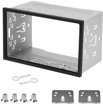 Jaula estéreo de coche doble DIN con marco, 180 x 110 x 100 mm (interior) de hierro universal de doble DIN, kit de instalación de coche jaula de seguridad con marco para radio de coche, reproductor de