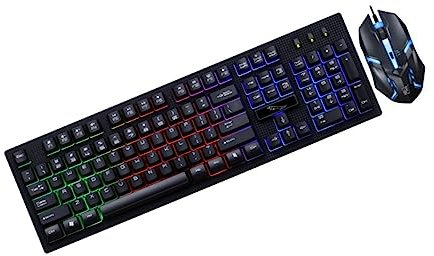 Sewroro Ensemble Clavier Mécanique Ergonomique USB et Souris de Jeu Lumineuse pour Gamer Kit Pratique et Solide pour Pc Accessoires de Gaming Design Innovant