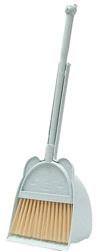 Otbushit Set Scopa e Paletta per Bambini, Carino e Mini Set Scopa Paletta per Bambini Kit educativo per la Pulizia dei in ABS per la casa, l'asilo, Blu