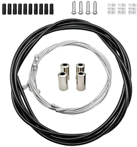 Universal Bicycle Brake Cable Housing Kit for Mountain Bikes | Stainless Steel Bicycle Wire Bike Inner Brake Cable Replacement Set for Road Bikes and Cycling Repair (Black)