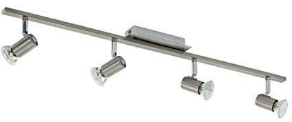 EGLO LED Deckenlampe Rottelo, 4 flammige Deckenleuchte, Deckenstrahler aus Metall, Wohnzimmerlampe in Nickel-Matt, Chrom, Spots inkl. GU10 Leuchtmittel, warmweiß, L 78 cm