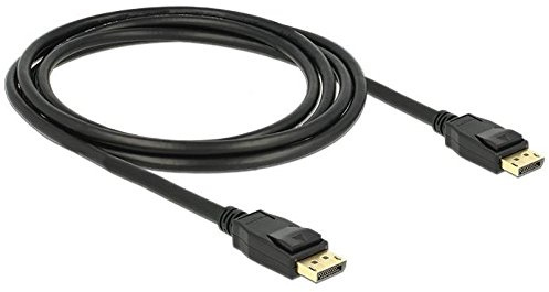 Delock Kabel DisplayPort 1.2 Stecker mit 20 Pin > DisplayPort Stecker 4K,3840 x 2160 @ 60 Hz,21,6 Gb/s,Kontakte mit Goldauflage und geschirmtes Kabel 2,0 Meter, Schwarz