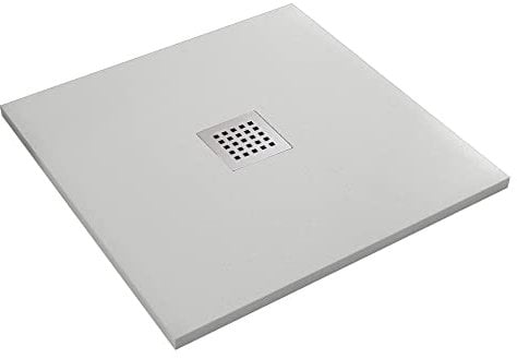Piatto doccia in marmo resina effetto pietra con foro centrale Grigio Chiaro Chic - 70x90