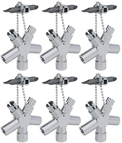 ABSINA Universalschlüssel mit 7 Profile 6er Pack - Dreikantschlüssel Vierkantschlüssel Schaltschrankschlüssel Vierkant Dreikant - Universal Schlüssel für gängige Schränke & Absperrsysteme