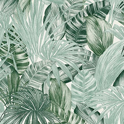 Papier peint feuille de palmier | Papier peint vert foncé 36820-1 | Papier peint jungle intissé | Papier peint vinyle salle de bain & salon