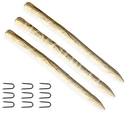 Floranica Zaunpfahl Zaunpfosten Staketenzaun Zaun-Pfosten Holz-Zaunpfahl Rund Pfosten durchmesser 6-8 cm aus Haselnussholz Höhe: 90cm 3 Stk.