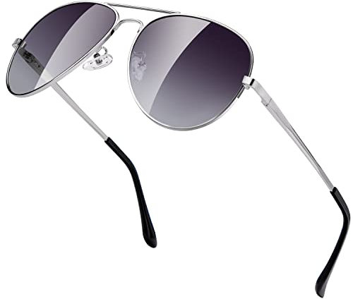 ANYLUV Pilot Sunglasses Mens, Polarised Sunglasses Men Women Classic Black Shades Metal Frame with UV Protection(Silver/Gradient Purple)
